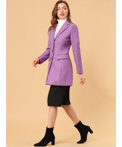 Women's Notched Lapel Single Breasted Outwear Winter Coat Light Purple $41.50 Coats