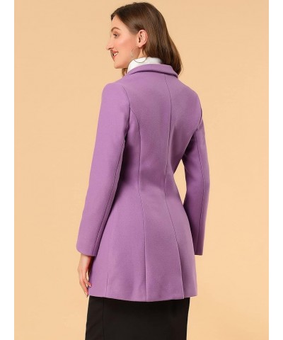 Women's Notched Lapel Single Breasted Outwear Winter Coat Light Purple $41.50 Coats