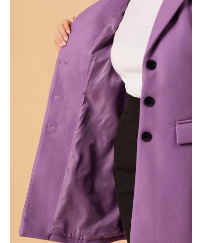 Women's Notched Lapel Single Breasted Outwear Winter Coat Light Purple $41.50 Coats