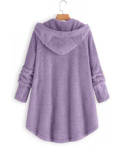 Cat Ear Hoodie Jacket for Women 2023 Casual Long Sleeve Solid Colored Womens Sherpa Cat Hooded jacket 06-light Purple $16.19 ...