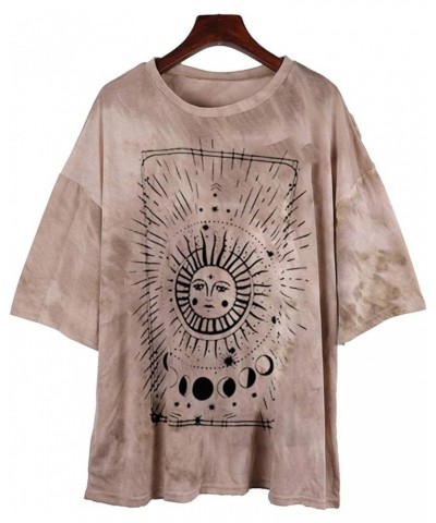 Womens Round Neck Oversized Tshirts Loose Casual Summer Shirts Junior Tops Boyfriend Graphic Tees Tkhaki $11.00 T-Shirts