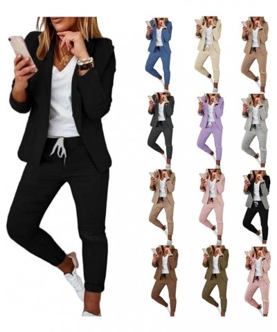 Womens Business Work Suit Set Open Front Blazer and Pants for Office Lady Slim Fit Elastic Pant 2 Piece Outfits A02 $35.18 Suits