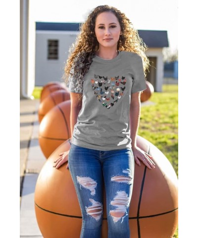 Chicken Shirt Women Funny Chicken Lovers T Shirt Egg Dealer Tee Tops Farm Country Graphic Short Sleeve Tee Grey $12.87 T-Shirts