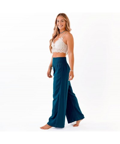 Flowy Wide Leg Cotton Pants Pants for Women Perfect for Beach & Lounge Deep Teal $11.07 Sleep & Lounge