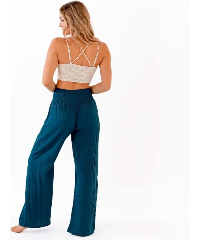 Flowy Wide Leg Cotton Pants Pants for Women Perfect for Beach & Lounge Deep Teal $11.07 Sleep & Lounge