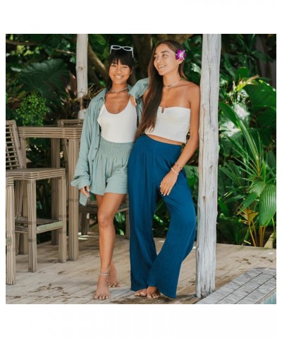 Flowy Wide Leg Cotton Pants Pants for Women Perfect for Beach & Lounge Deep Teal $11.07 Sleep & Lounge