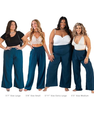 Flowy Wide Leg Cotton Pants Pants for Women Perfect for Beach & Lounge Deep Teal $11.07 Sleep & Lounge