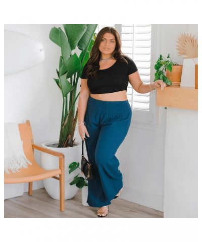 Flowy Wide Leg Cotton Pants Pants for Women Perfect for Beach & Lounge Deep Teal $11.07 Sleep & Lounge