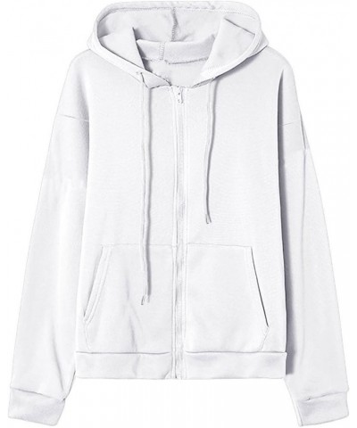 Lightweight Zip Up Hoodies For Women Fall Fashion Long Sleeve Hooded Sweatshirt With Pockets Thin Jacket y2k Clothes G05-whit...