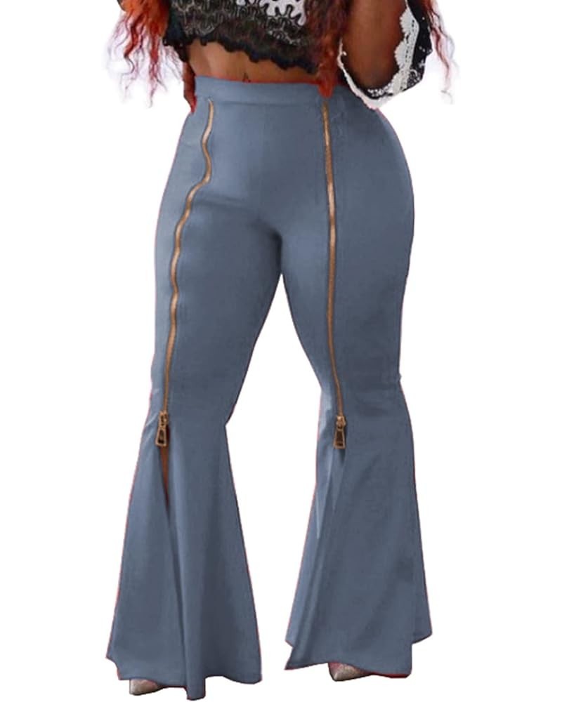 Bell Bottom Pants for Women Casual Stretchy Loose Wide Leg High Waisted Long Flare Pants C-grey $12.00 Pants