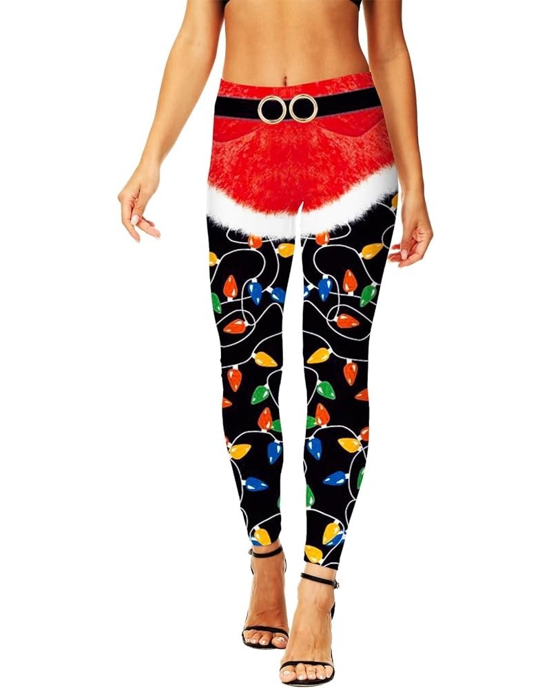 Women's Christmas Leggings Stretchy Graphic Printed Legging Tights C|santa Lights $10.25 Leggings