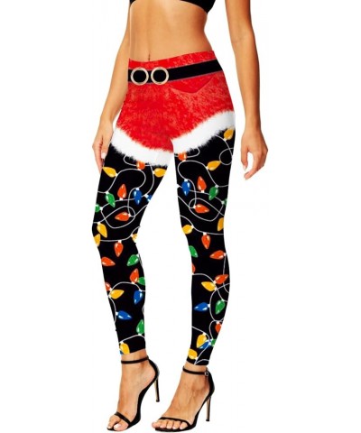 Women's Christmas Leggings Stretchy Graphic Printed Legging Tights C|santa Lights $10.25 Leggings