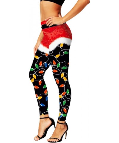 Women's Christmas Leggings Stretchy Graphic Printed Legging Tights C|santa Lights $10.25 Leggings