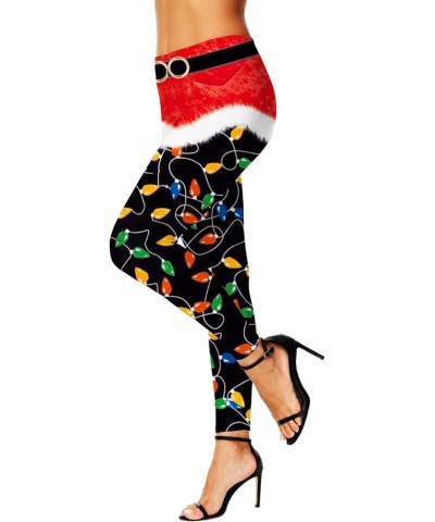 Women's Christmas Leggings Stretchy Graphic Printed Legging Tights C|santa Lights $10.25 Leggings