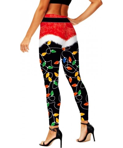 Women's Christmas Leggings Stretchy Graphic Printed Legging Tights C|santa Lights $10.25 Leggings