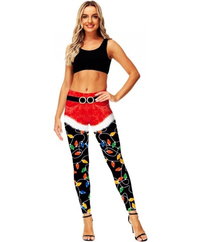 Women's Christmas Leggings Stretchy Graphic Printed Legging Tights C|santa Lights $10.25 Leggings