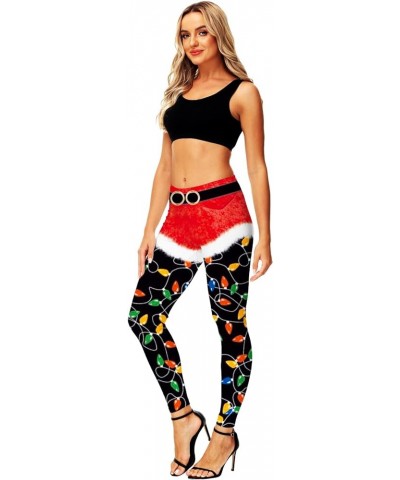 Women's Christmas Leggings Stretchy Graphic Printed Legging Tights C|santa Lights $10.25 Leggings