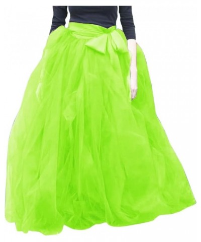 Women's A-Line Tulle Strips Ruffles Tutu Ball Gown Skirts Fluorescent Green $21.95 Skirts