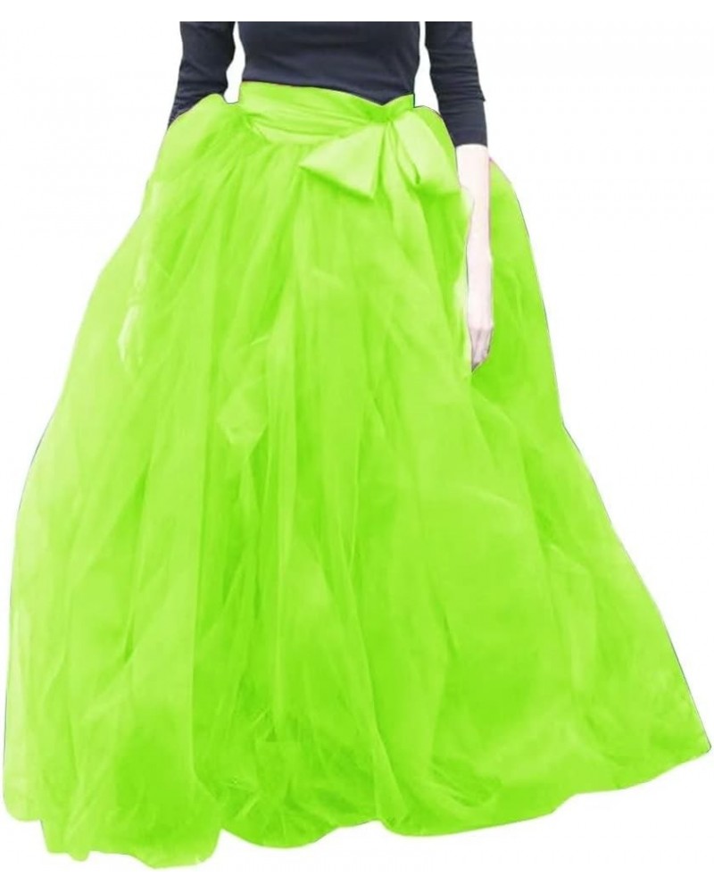 Women's A-Line Tulle Strips Ruffles Tutu Ball Gown Skirts Fluorescent Green $21.95 Skirts