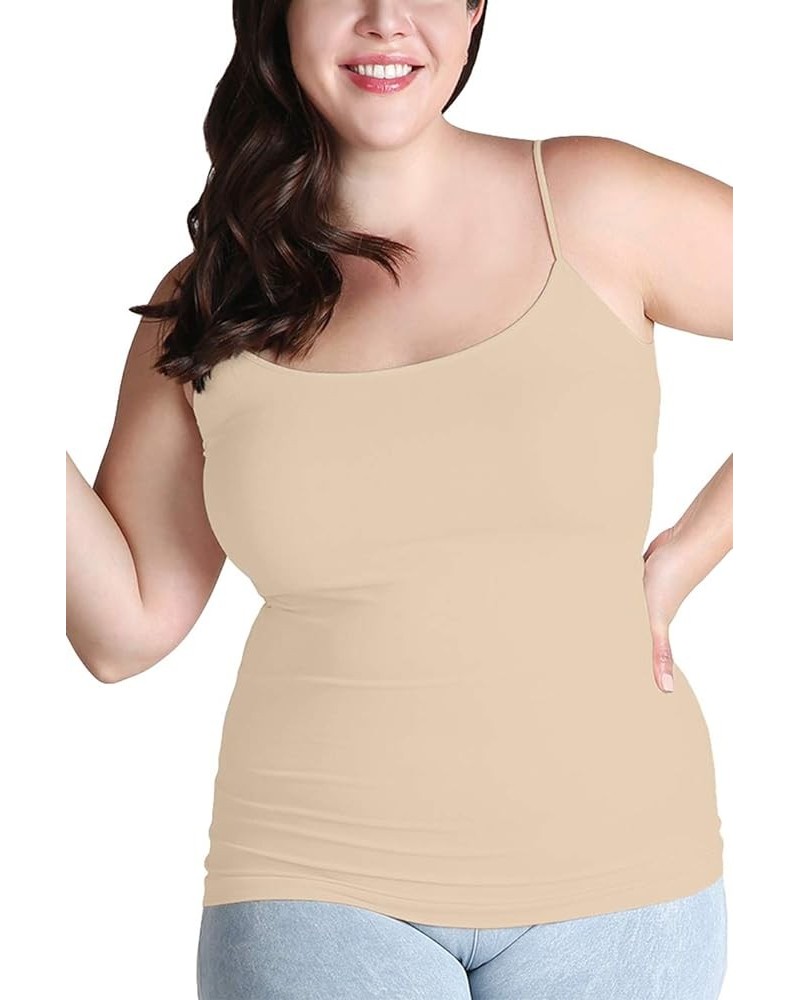 Women Seamless Premium Classic Camisole, Made in U.S.A, Plus Size Stone $11.58 Tanks