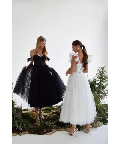 Off Shoulder Tulle Prom Dresses for Women Sweetheart Tea Length A Line Ball Gown Formal Evening Party Dress Dusty Rose $29.93...