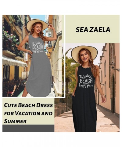 Women's Casual Beach Summer Dresses Sleeveless Graphic Long Sundress Cover Up Dresses with Pocket B Black $16.42 Swimsuits