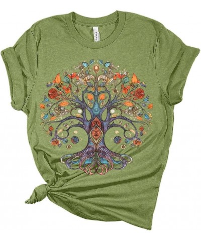 Women Vintage Boho Shirt Tree of Life Flower Tops Watercolor Graphic Tees Casual Short Sleeve Summer T Shirts Tree of Life 1 ...
