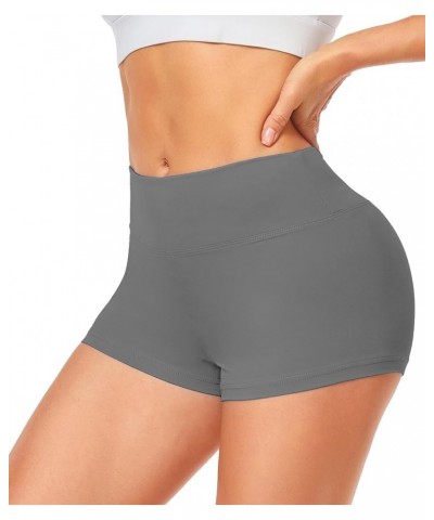 Biker Shorts for Women-High Waisted 3" Soft Gym Yoga Shorts Workout Booty Spandex Shorts for Women 6-grey $7.66 Activewear