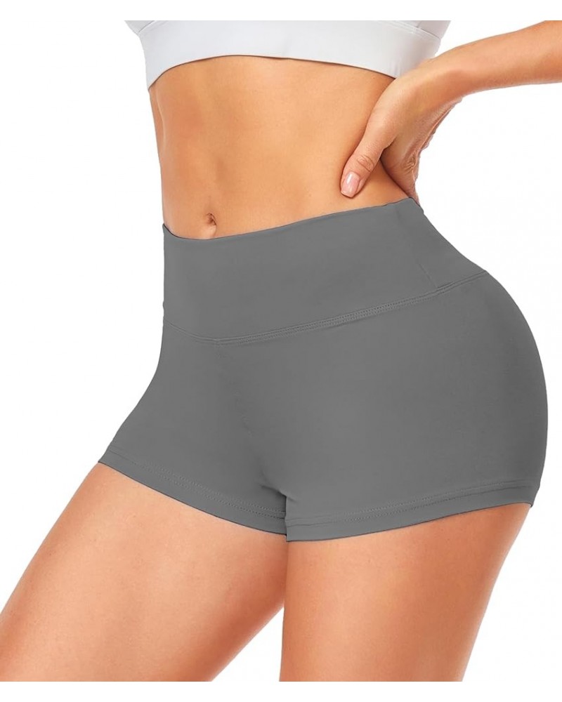 Biker Shorts for Women-High Waisted 3" Soft Gym Yoga Shorts Workout Booty Spandex Shorts for Women 6-grey $7.66 Activewear