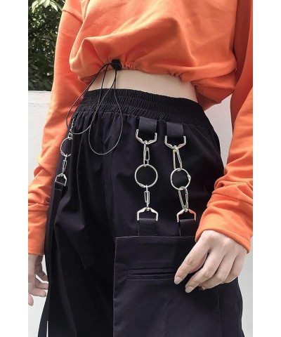 Women's Baggy Cargo Pants Casual Streetwear Solid Color Elastic High Waisted Jogger Pants with Pockets Black $10.79 Pants