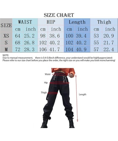 Women's Baggy Cargo Pants Casual Streetwear Solid Color Elastic High Waisted Jogger Pants with Pockets Black $10.79 Pants