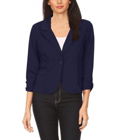 Women's Long Sleeves Open Front Office Work Wear Solid Blazer Jacket Hbl00758 Navy $15.57 Blazers