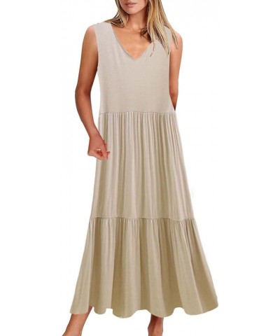 Women Sun Dresses 2024 Casual Long Summer Bohemian 3/4 Sleeve Dress with Pockets Button Solid Plus Size Elegant Maxi Dress Z3...