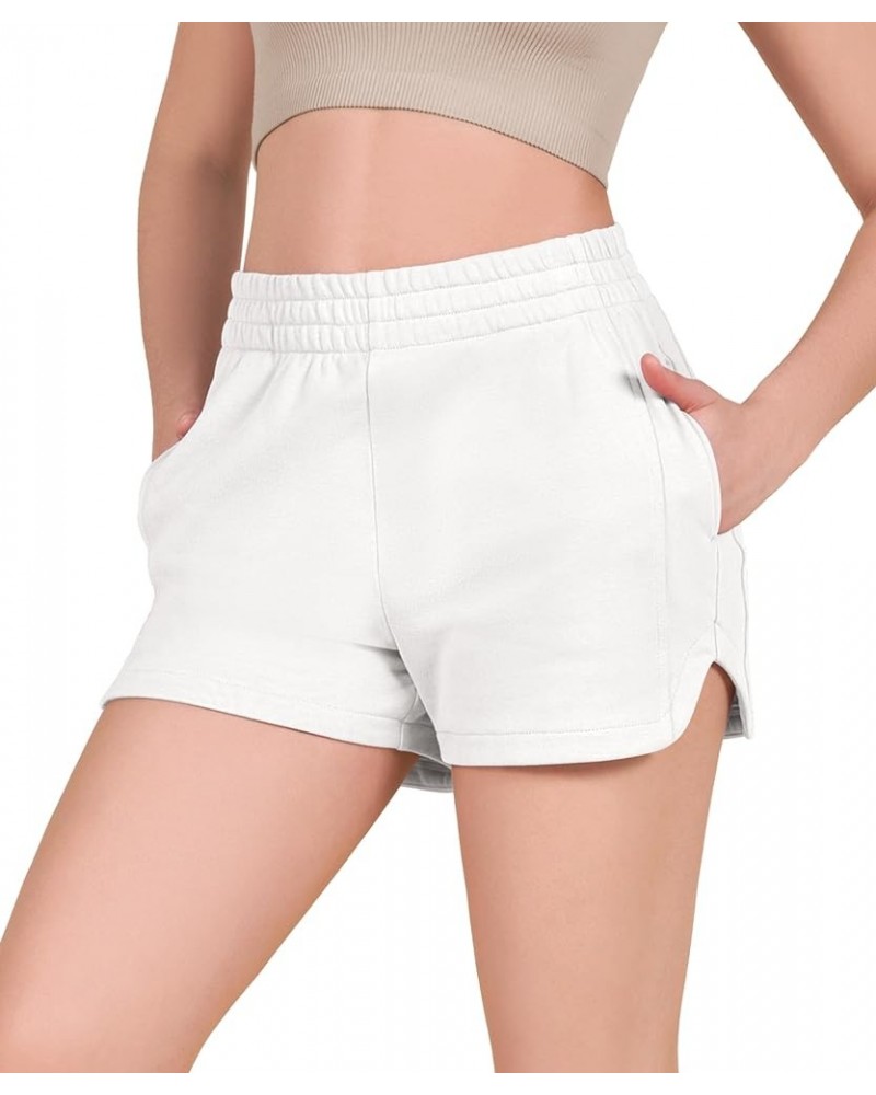 Women's Sweat Shorts with Pockets Cotton French Terry Drawstring Summer Workout Casual Lounge Shorts Style B White $13.71 Act...