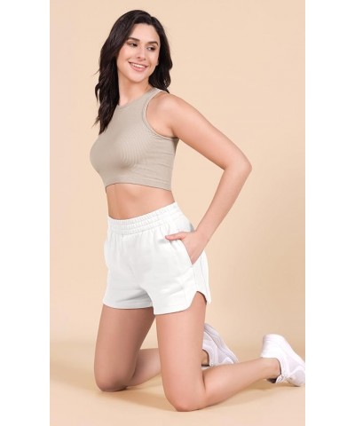 Women's Sweat Shorts with Pockets Cotton French Terry Drawstring Summer Workout Casual Lounge Shorts Style B White $13.71 Act...