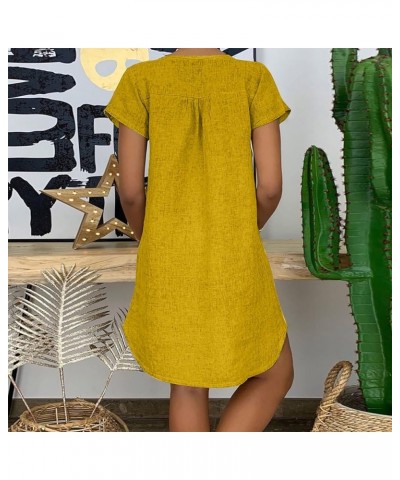 Women's Graduation Dresses 2023 Size Casual Daisy Printed V-Neck Short Sleeve Loose Knee Length Dress Dresses Z-3-yellow $10....