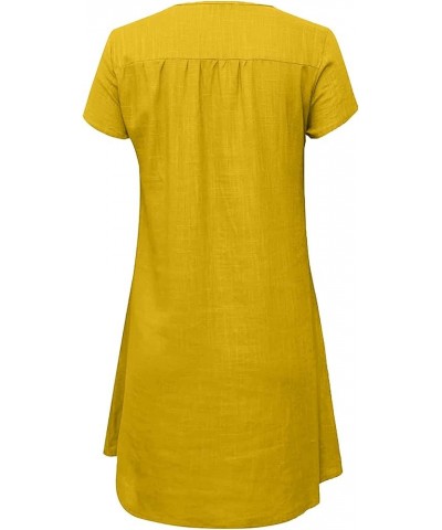 Women's Graduation Dresses 2023 Size Casual Daisy Printed V-Neck Short Sleeve Loose Knee Length Dress Dresses Z-3-yellow $10....