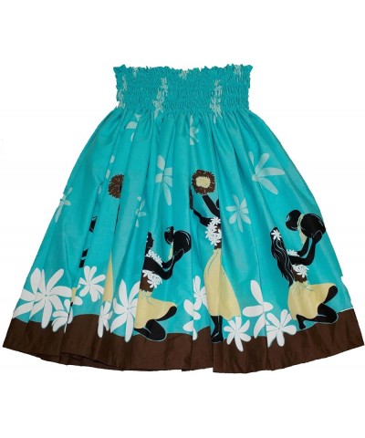 Hawaiian Pa'u Polynesian Hula Dance Skirt for Womens Blue Tapa $25.11 Skirts