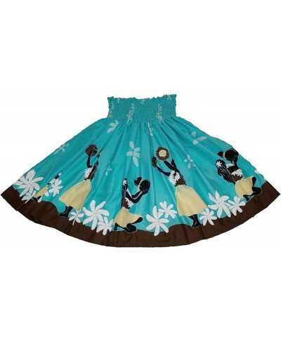 Hawaiian Pa'u Polynesian Hula Dance Skirt for Womens Blue Tapa $25.11 Skirts