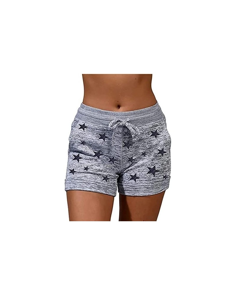 Sweat Shorts Womens 5" Comfy Cotton Athletic Gym Shorts High Waisted Workout Running Shorts Casual Jogger Short Pants Stars_g...