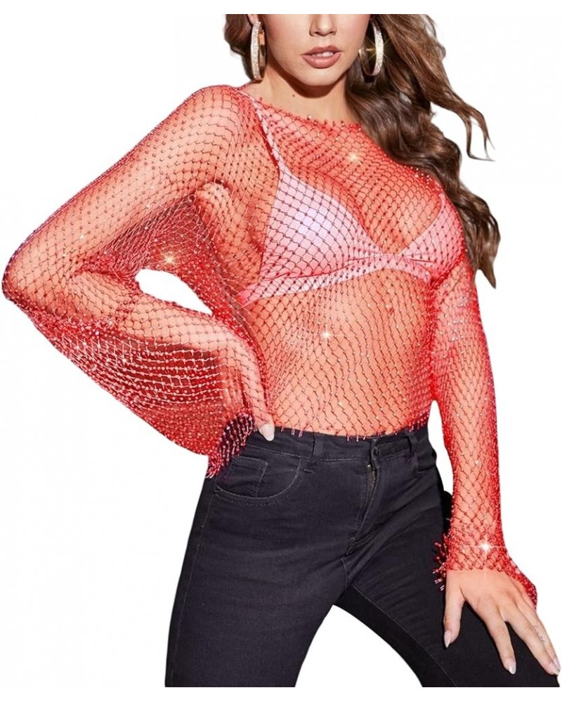 Sexy Women Lace See Through Crop Tank Tops Sleeveless Y2K Bustier Tops V Neck Mesh Cami Vest Party Streetwear Sequins Red $9....