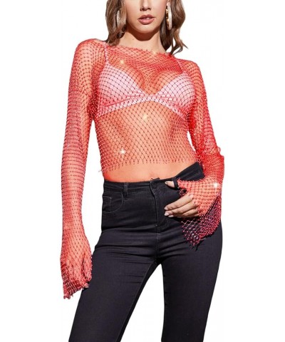 Sexy Women Lace See Through Crop Tank Tops Sleeveless Y2K Bustier Tops V Neck Mesh Cami Vest Party Streetwear Sequins Red $9....