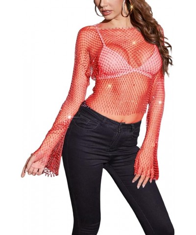 Sexy Women Lace See Through Crop Tank Tops Sleeveless Y2K Bustier Tops V Neck Mesh Cami Vest Party Streetwear Sequins Red $9....