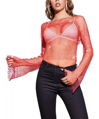 Sexy Women Lace See Through Crop Tank Tops Sleeveless Y2K Bustier Tops V Neck Mesh Cami Vest Party Streetwear Sequins Red $9....