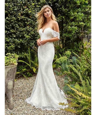 Women's Lace Appliques Long Sleeve Mermaid Wedding Dress V Neck Bridal Gowns B131 I-ivory $67.50 Dresses
