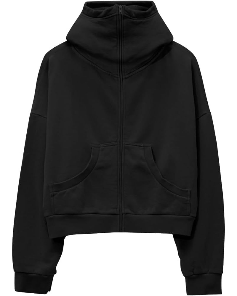 Women's Hoodie Oversized Full Zip Up Jacket Cropped Hoodies Sweatshirts for Women Fall Fashion Outfits Y2k Clothes Black $25....