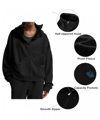 Women's Hoodie Oversized Full Zip Up Jacket Cropped Hoodies Sweatshirts for Women Fall Fashion Outfits Y2k Clothes Black $25....