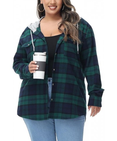 Women's Oversized Flannel Shirts Plaid Hoodie Long Sleeve Button Down Plus Size Casual Plaid Shirt Jacket (S-4X) plus-size 53...