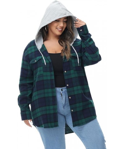 Women's Oversized Flannel Shirts Plaid Hoodie Long Sleeve Button Down Plus Size Casual Plaid Shirt Jacket (S-4X) plus-size 53...