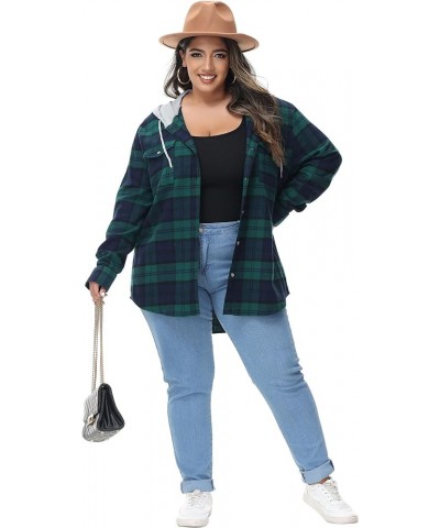 Women's Oversized Flannel Shirts Plaid Hoodie Long Sleeve Button Down Plus Size Casual Plaid Shirt Jacket (S-4X) plus-size 53...